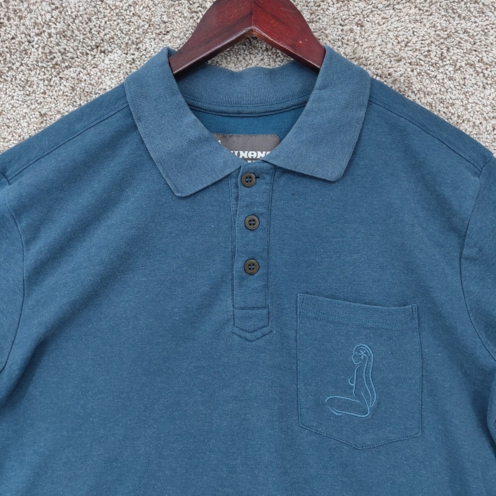 Hinano Tahiti Polo Shirt Mens Medium M Blue Short Sleeve Pocket Embroidered